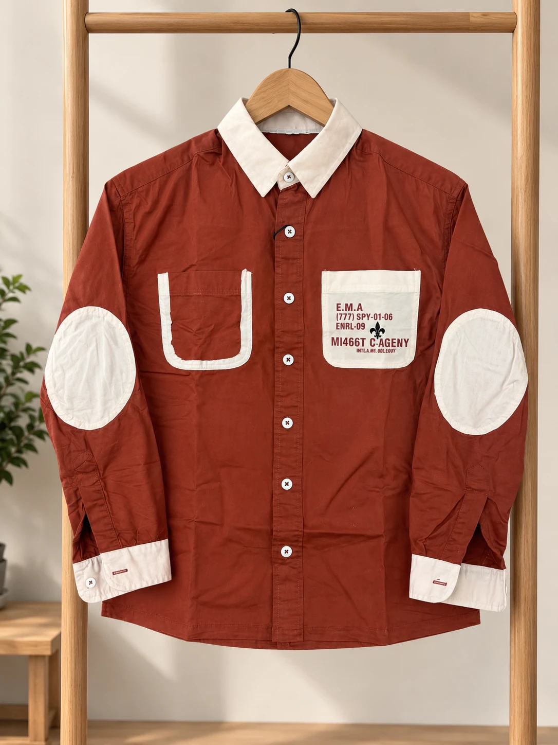Urban Utility Patchwork Shirt - Rust