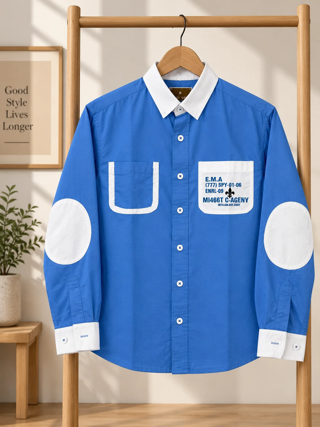 Urban Utility Patchwork Shirt - Royal Blue