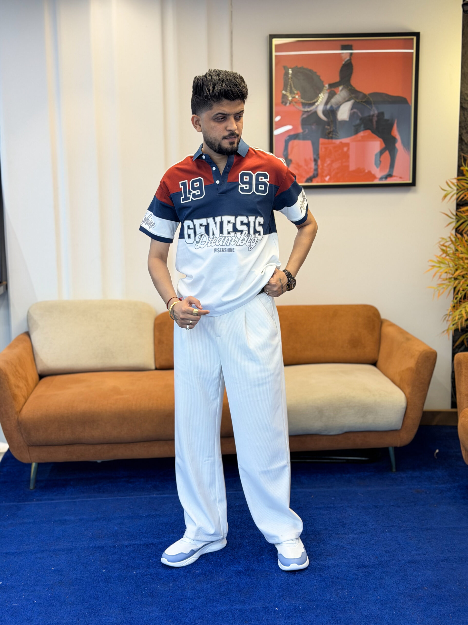 Men’s 1996 Genesis Graphic Polo T-Shirt – Premium Casual Color Block Polo for Men - Image 2