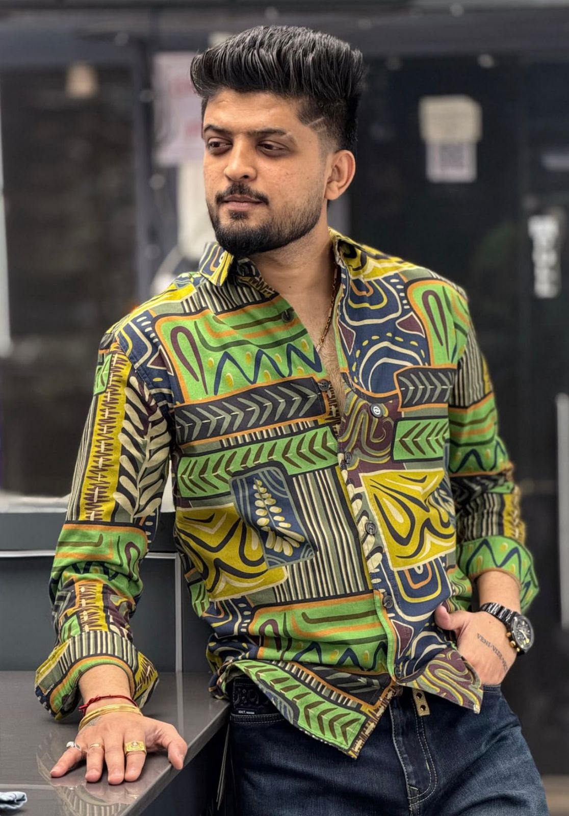 Multicolor Abstract Print Casual Shirt for Men